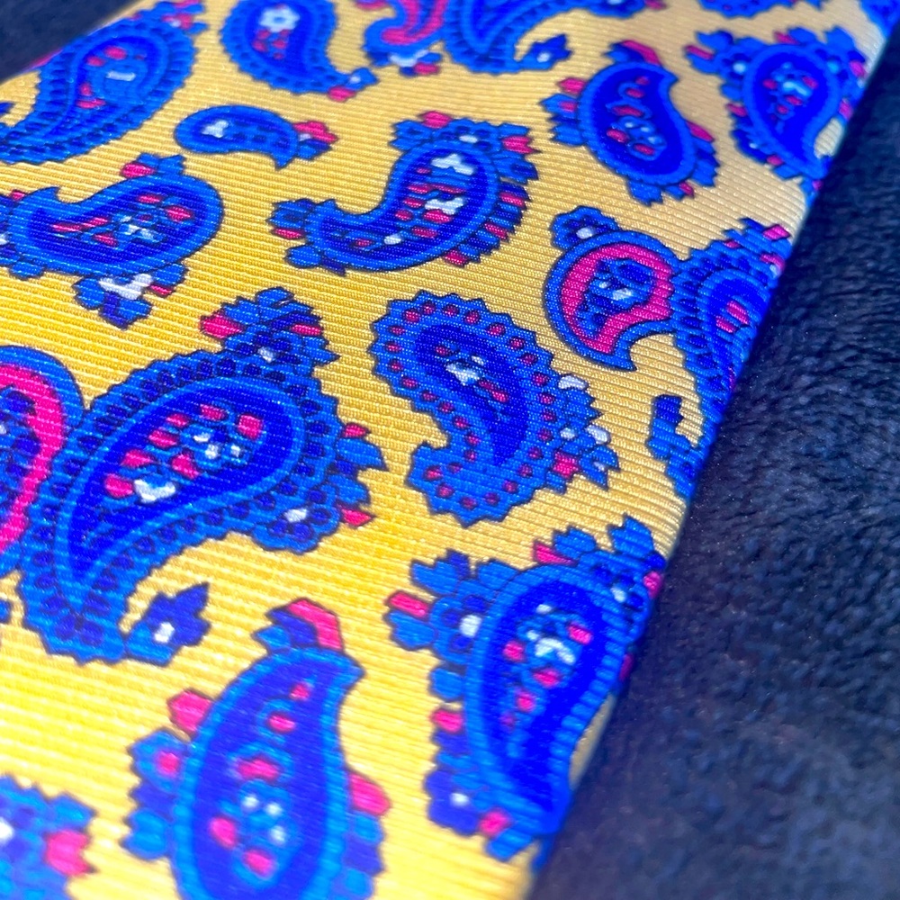 Cape Cod Neckwear Mens Yellow and Blue Paisley Necktie